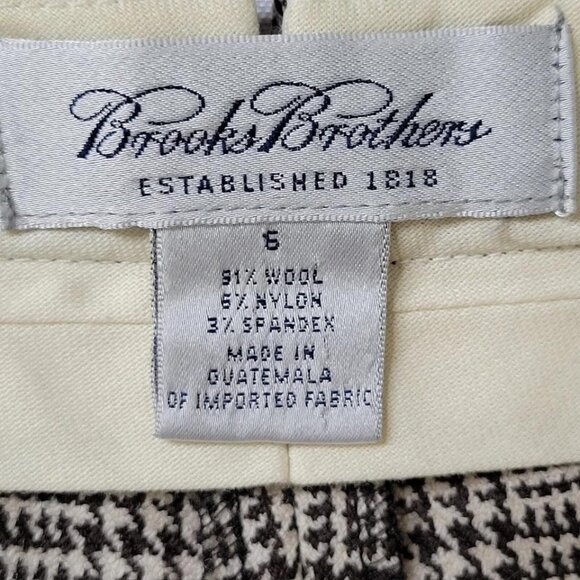 Brooks Brothers Pants Women Size 6 Black White Glen Plaid Pockets Wool Blend - Picture 4 of 9
